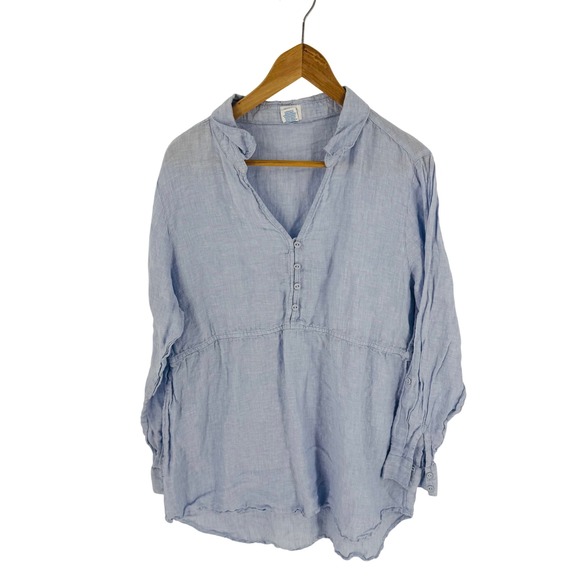 Sigrid Olsen Tops - Sigrid Olsen Light Blue Linen Tunic Size XL Babydoll Coastal Lagenlook Drapey